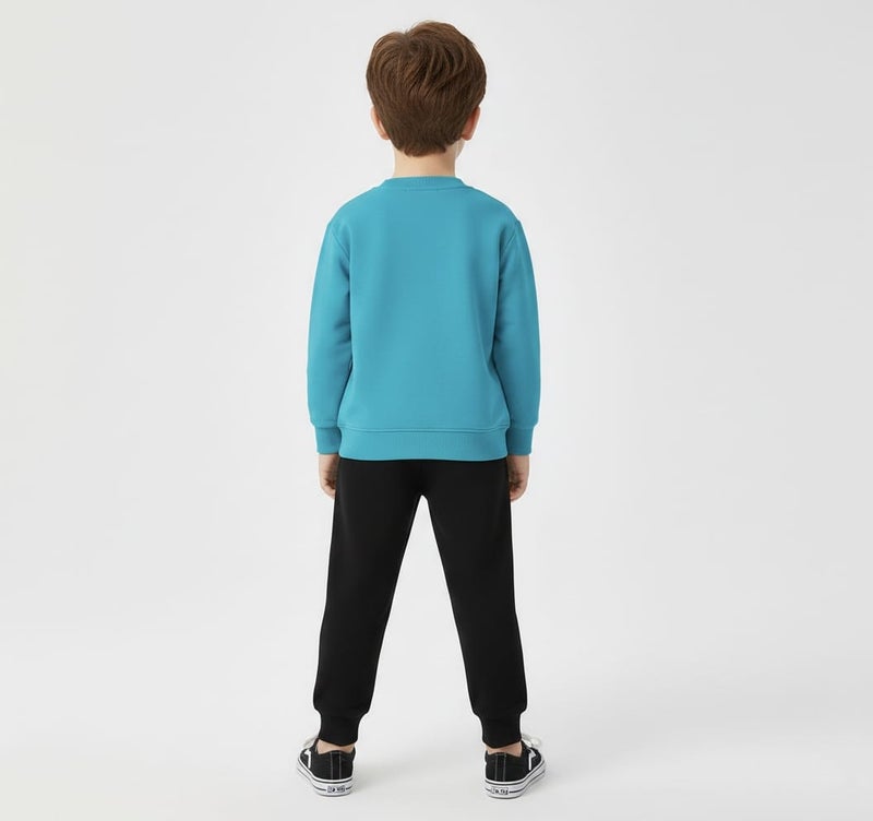 Viel Innate سويت شيرت أزرق مائي أنيق وسروال رياضي للأولاد - Image 3